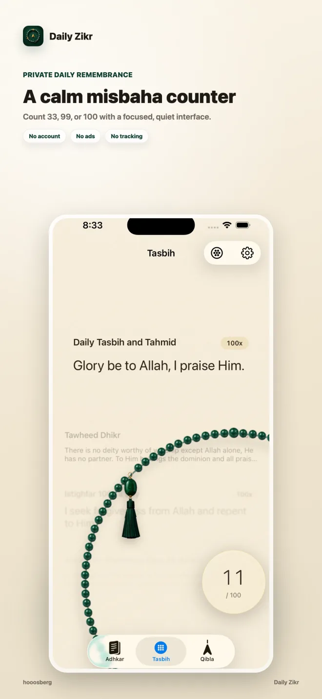 Daily Zikr tasbih counter screenshot