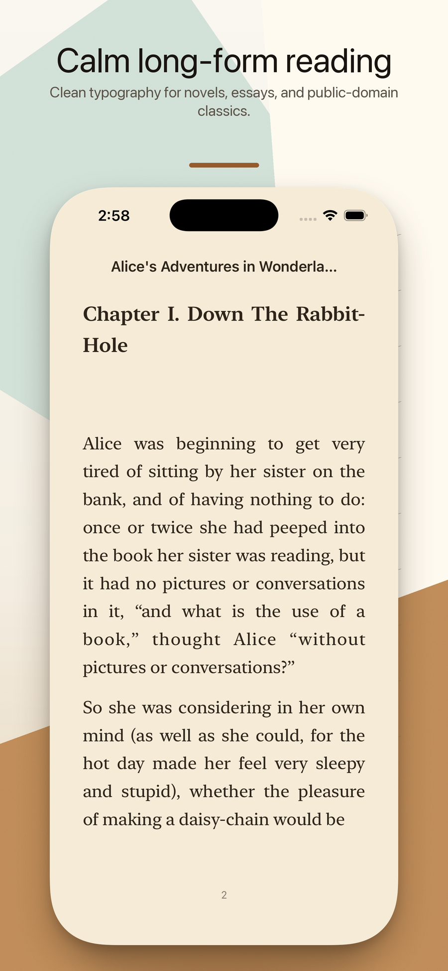 A calm reading view with themes